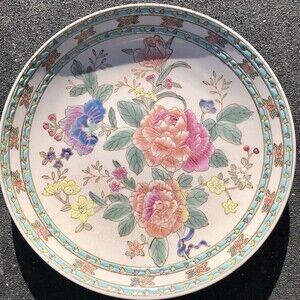 Decorative Plates Vintage FLOWERS Roses Made in China Porcelain Round 10 inch
